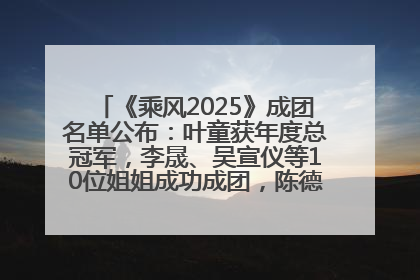 《乘风2025》成团名单公布：叶童获年度总冠军，李晟、吴宣仪等10位姐姐成功成团，陈德容获年度高光人物