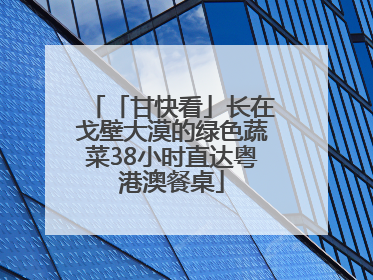 「甘快看」长在戈壁大漠的绿色蔬菜38小时直达粤港澳餐桌