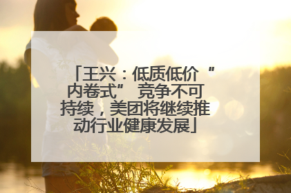 王兴：低质低价“内卷式” 竞争不可持续，美团将继续推动行业健康发展