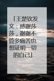 王楚钦发文：感谢莎莎，谢谢不管多痛苦也想证明一切的自己