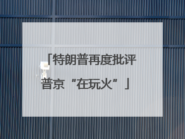 特朗普再度批评普京“在玩火”