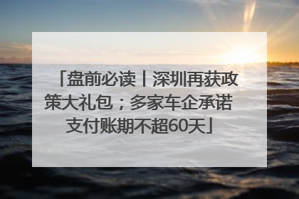 盘前必读丨深圳再获政策大礼包；多家车企承诺支付账期不超60天