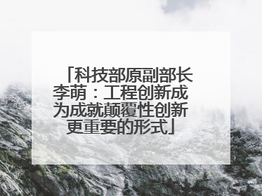 科技部原副部长李萌：工程创新成为成就颠覆性创新更重要的形式