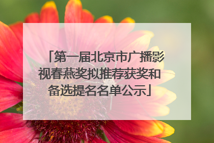 第一届北京市广播影视春燕奖拟推荐获奖和备选提名名单公示