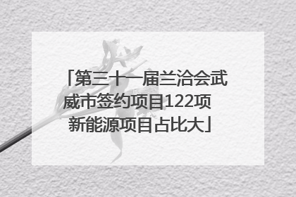 第三十一届兰洽会武威市签约项目122项 新能源项目占比大