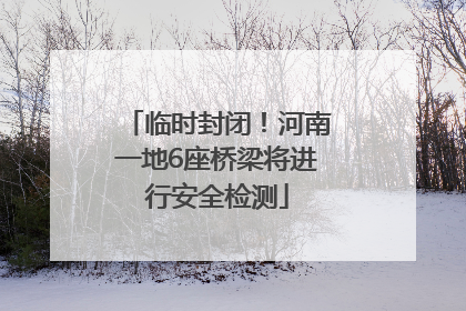 临时封闭！河南一地6座桥梁将进行安全检测