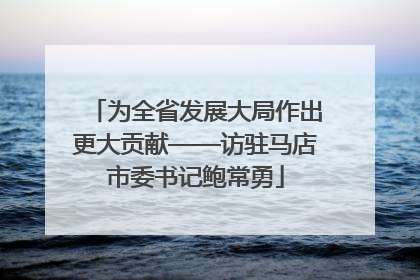 为全省发展大局作出更大贡献——访驻马店市委书记鲍常勇