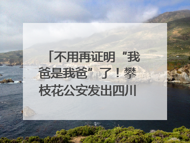 不用再证明“我爸是我爸”了！攀枝花公安发出四川首张“户籍人口直系亲属关系谱”