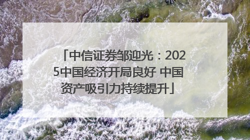 中信证券邹迎光：2025中国经济开局良好 中国资产吸引力持续提升