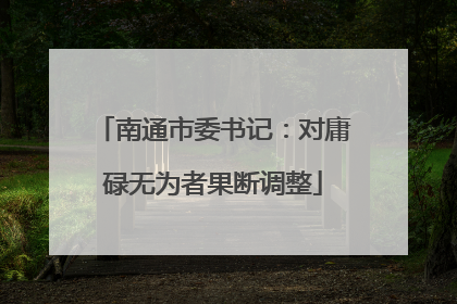 南通市委书记：对庸碌无为者果断调整