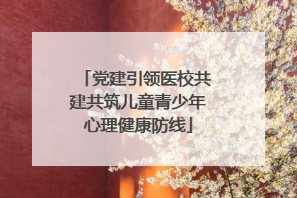 党建引领医校共建共筑儿童青少年心理健康防线