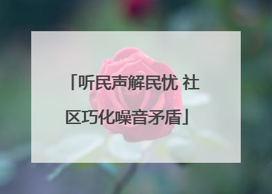 听民声解民忧 社区巧化噪音矛盾