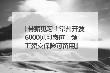 带薪见习！常州开发6000见习岗位，领工资交保险可留用