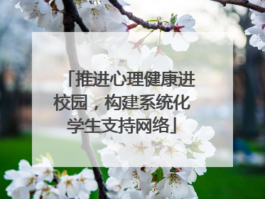 推进心理健康进校园，构建系统化学生支持网络
