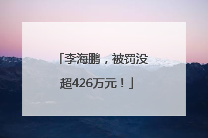 李海鹏，被罚没超426万元！