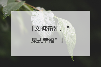 文明济南，“泉式幸福”