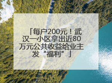 每户200元！武汉一小区拿出近80万元公共收益给业主发“福利”