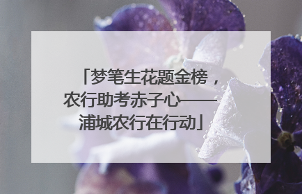 梦笔生花题金榜，农行助考赤子心——浦城农行在行动