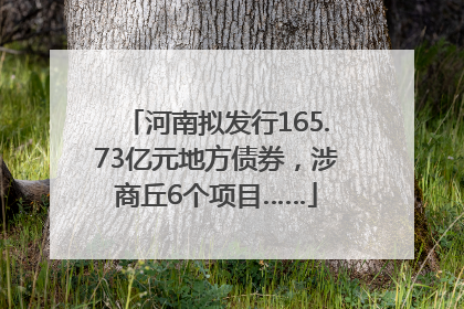 河南拟发行165.73亿元地方债券，涉商丘6个项目……