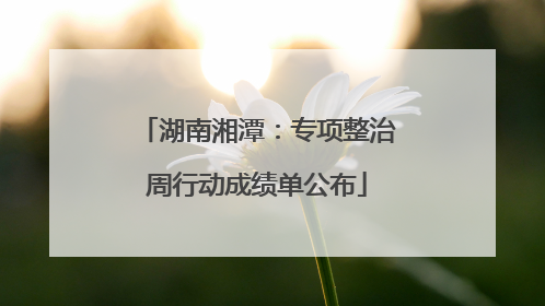 湖南湘潭：专项整治周行动成绩单公布