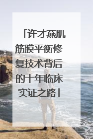 许才燕肌筋膜平衡修复技术背后的十年临床实证之路