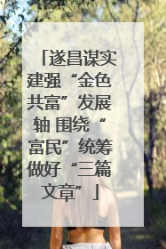 遂昌谋实建强“金色共富”发展轴 围绕“富民”统筹做好“三篇文章”