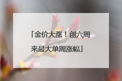 金价大涨！创六周来最大单周涨幅
