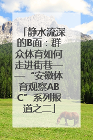 静水流深的B面：群众体育如何走进街巷——“安徽体育观察ABC”系列报道之二