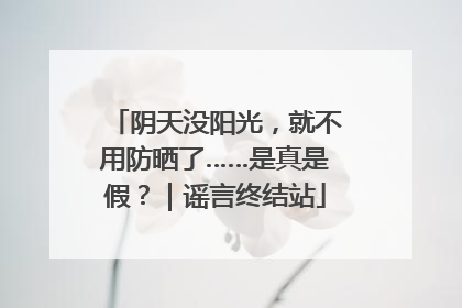 阴天没阳光，就不用防晒了……是真是假？｜谣言终结站