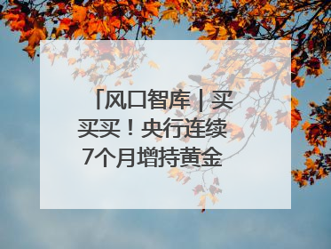 风口智库｜买买买！央行连续7个月增持黄金，专家：金价或仍易涨难跌