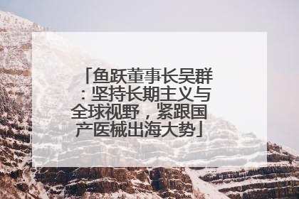 鱼跃董事长吴群：坚持长期主义与全球视野，紧跟国产医械出海大势