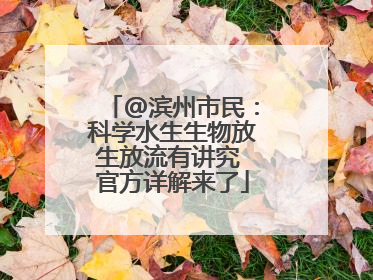 @滨州市民：科学水生生物放生放流有讲究 官方详解来了